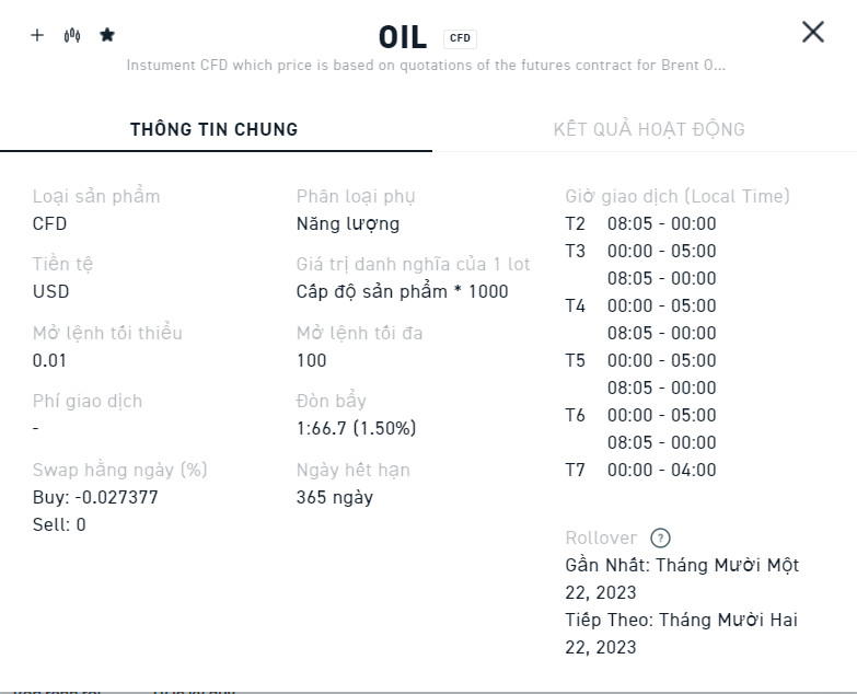 Thông tin giao dịch dầu CFD sàn XTB