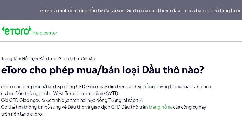 Sàn giao dịch dầu thô uy tín hiện, đáng lựa chọn là Etoro